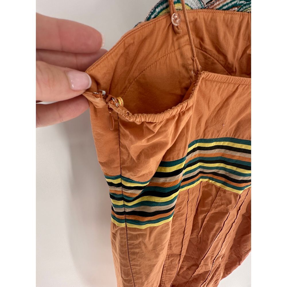 Catherine Malandrino Orange Embroidered Shoulder Strap Corset Women's Dress Sz 6 - Picture 7 of 7